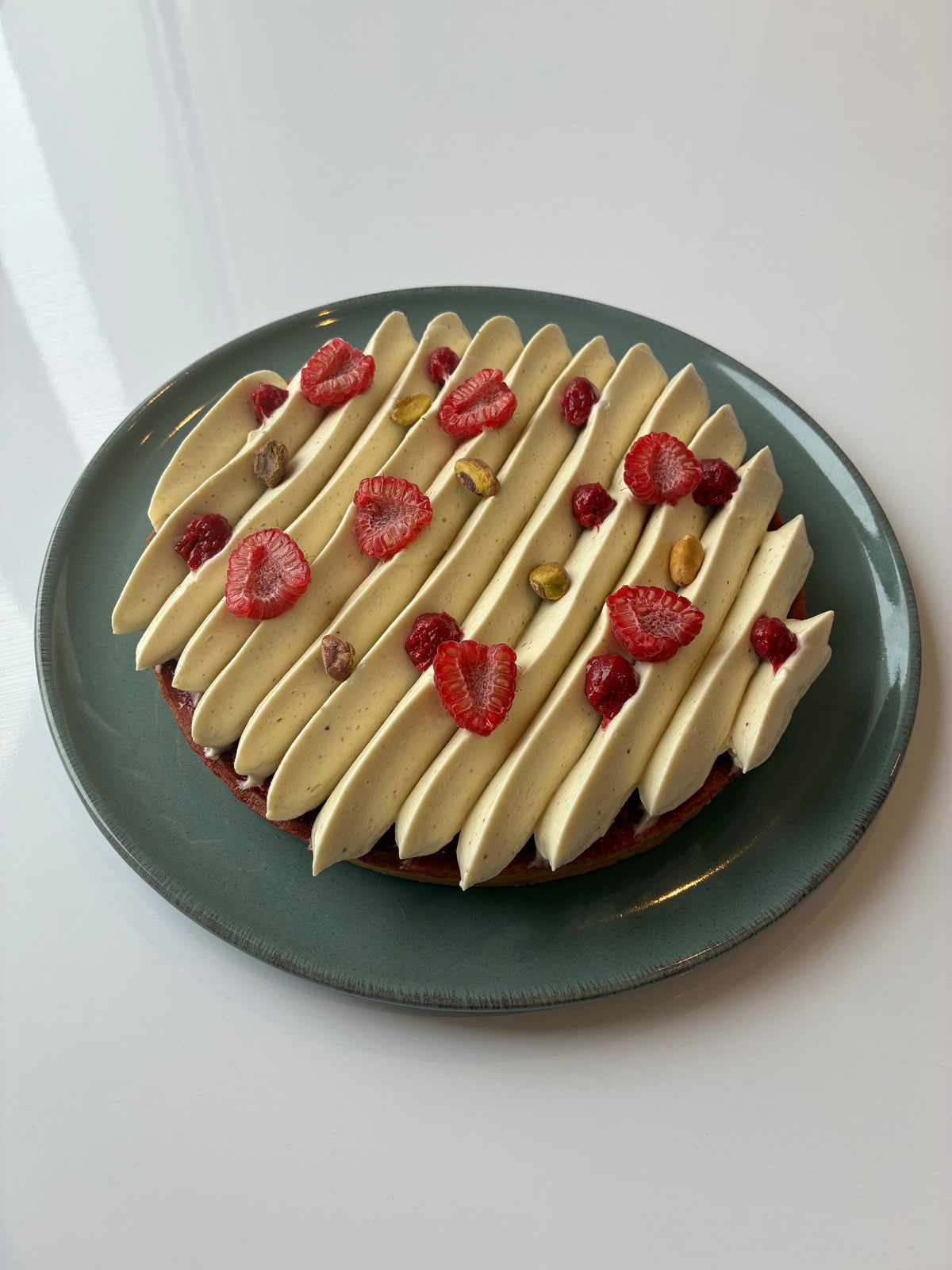 Tarte framboise pistache